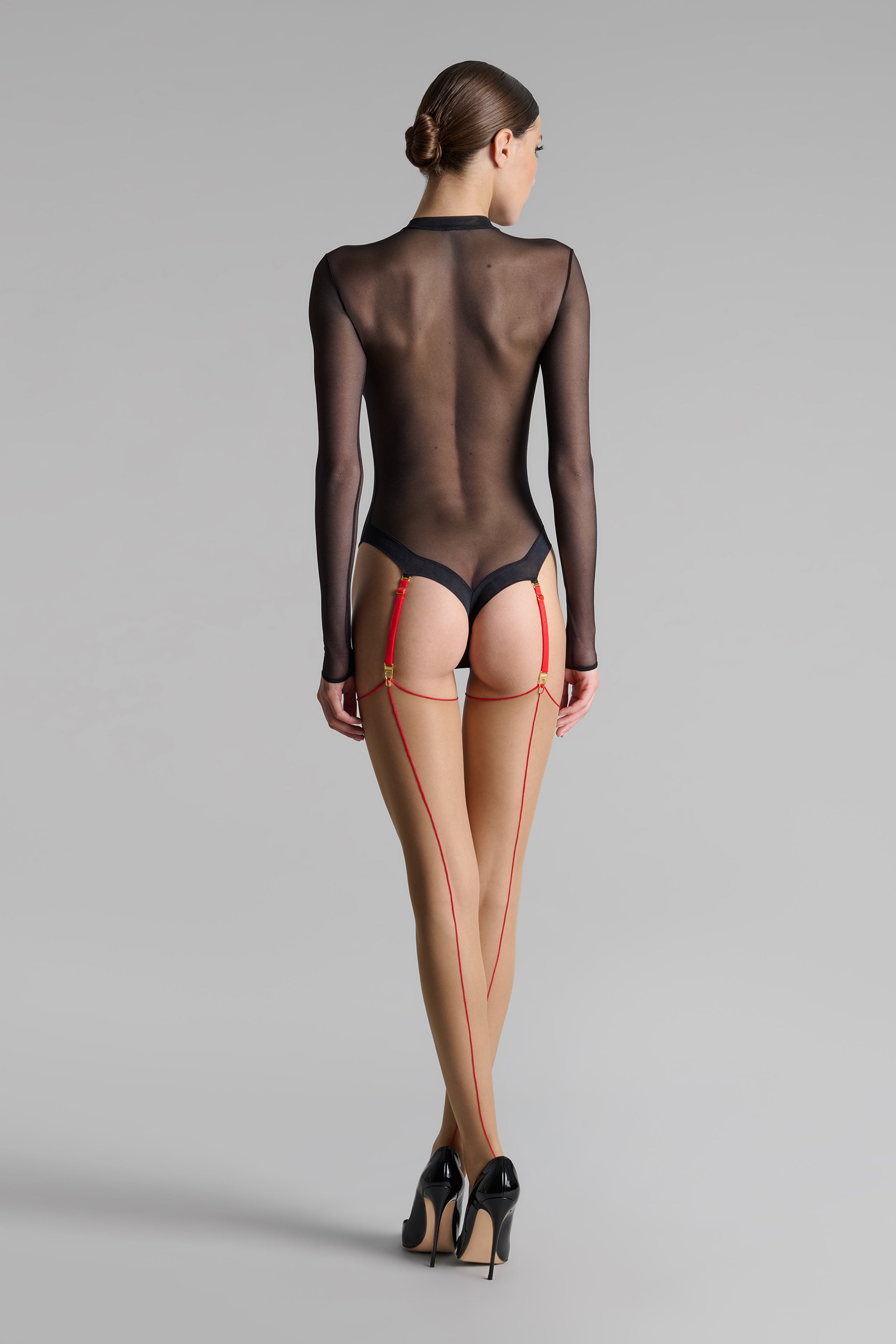 Cut and curled back seamed stockings - 20D - Les Coquetteries