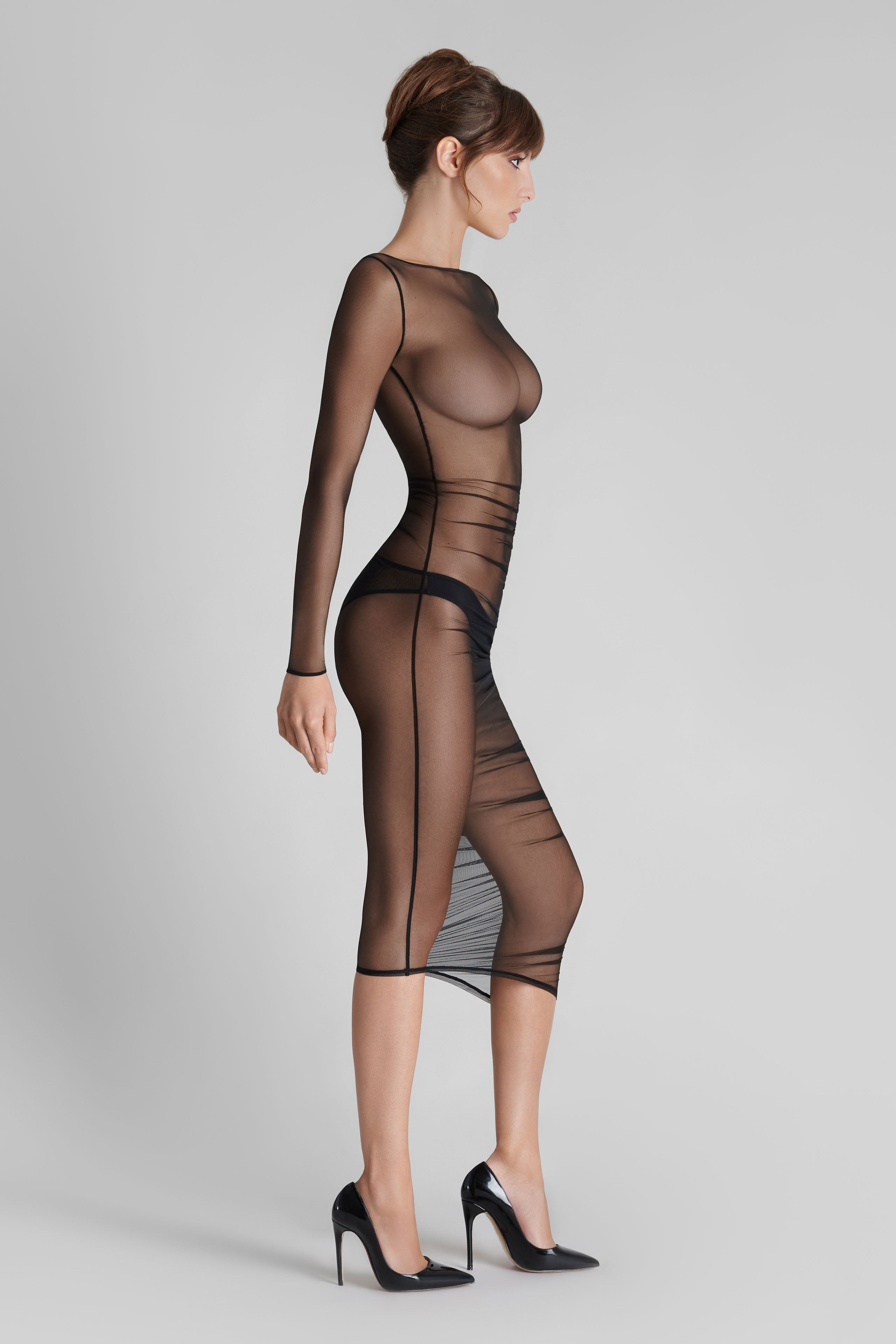 Long sleeves midi dress - Nuit Fauve