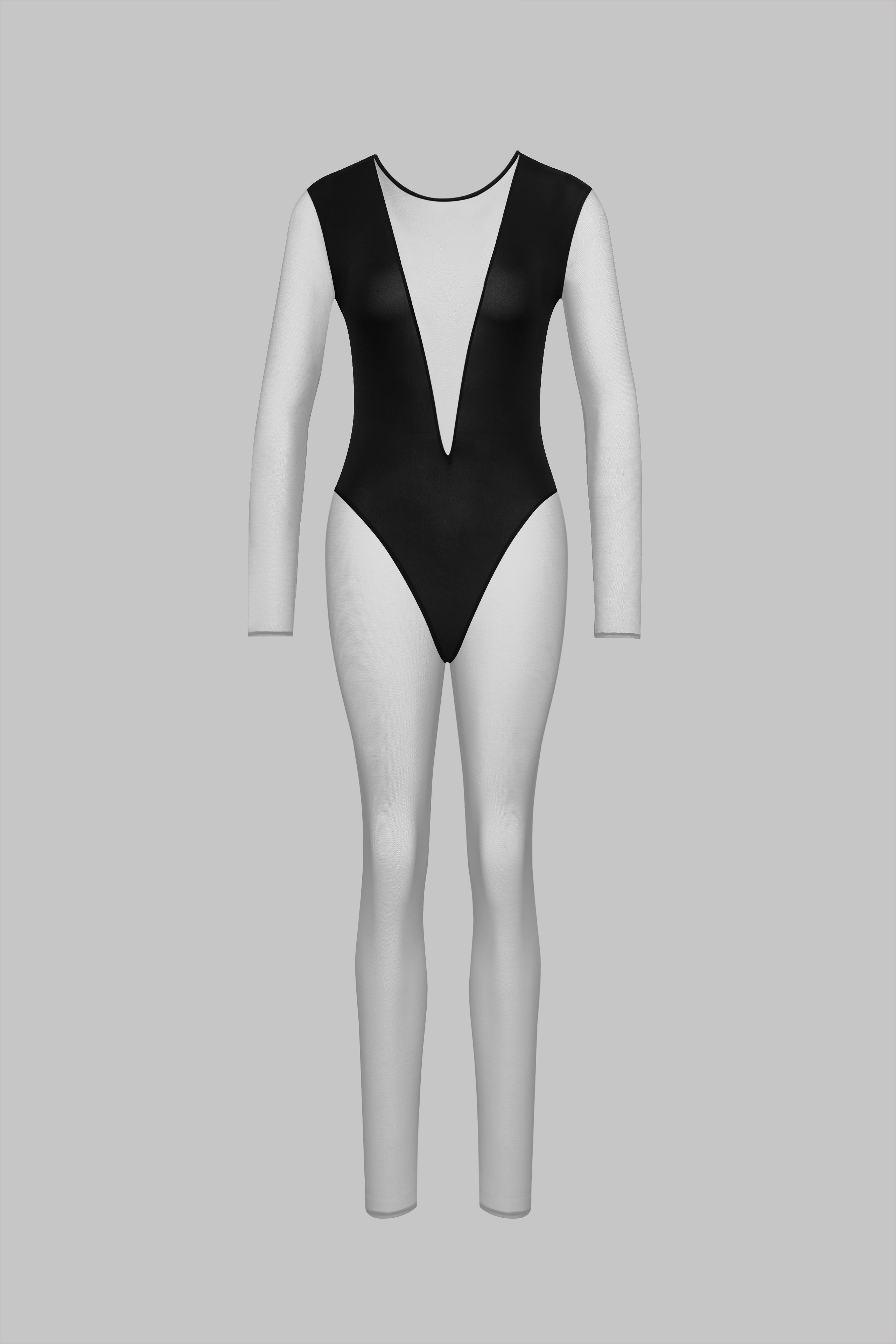 V-Neck Long Sleeve Catsuit - Pure Tentation