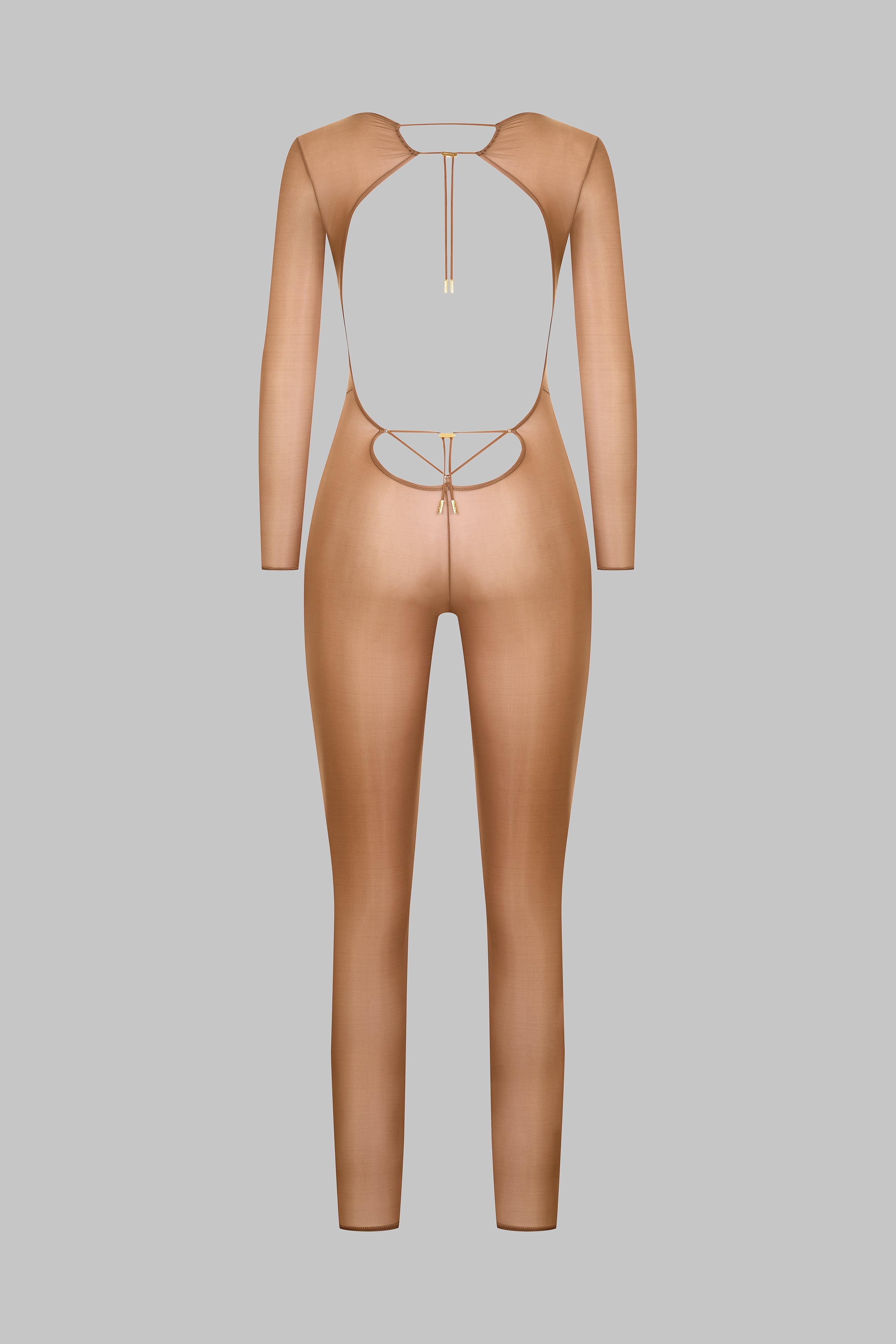 Open Back Long Sleeve Catsuit - French Kiss Light