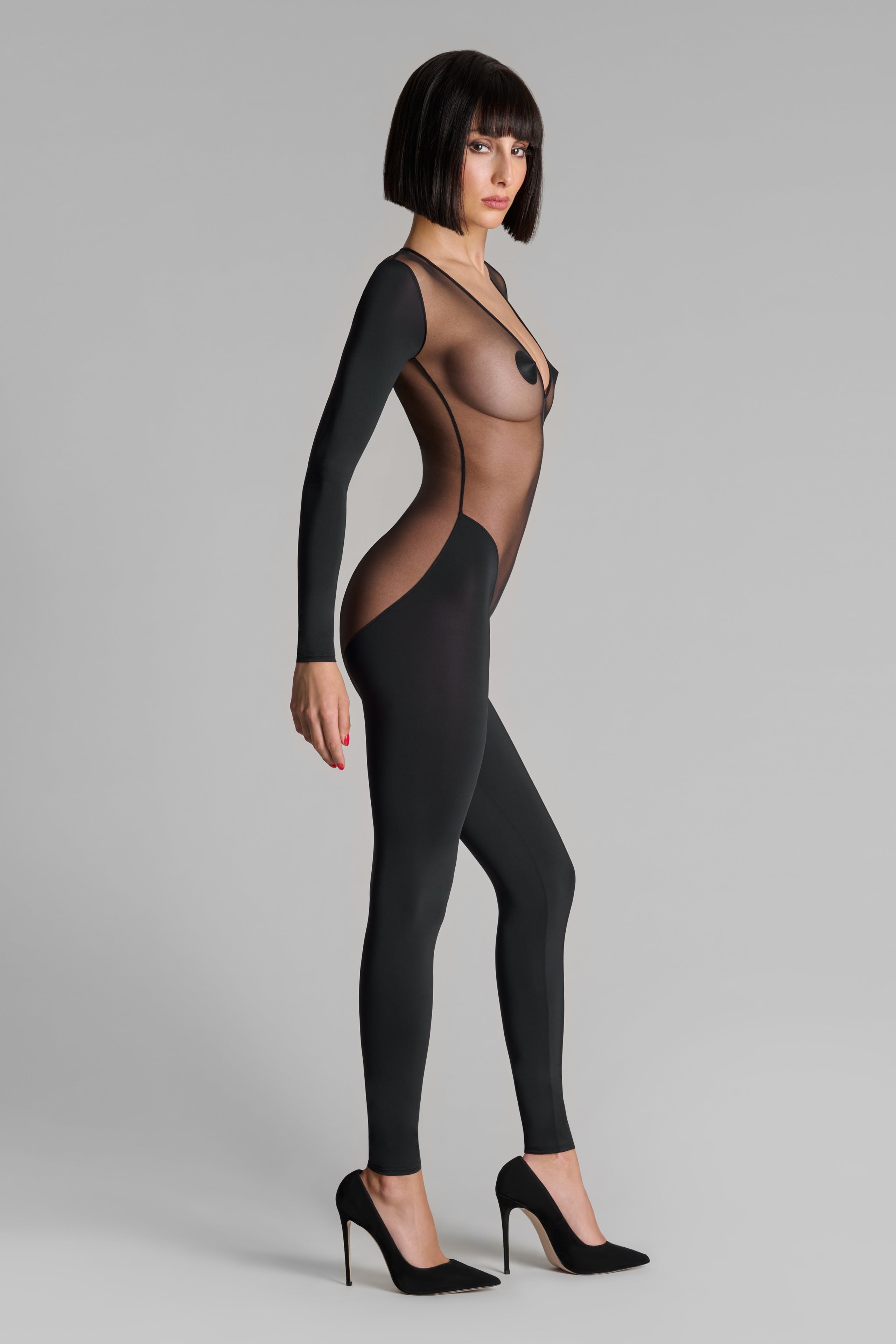 Long Sleeve Backless Catsuit - Pure Tentation