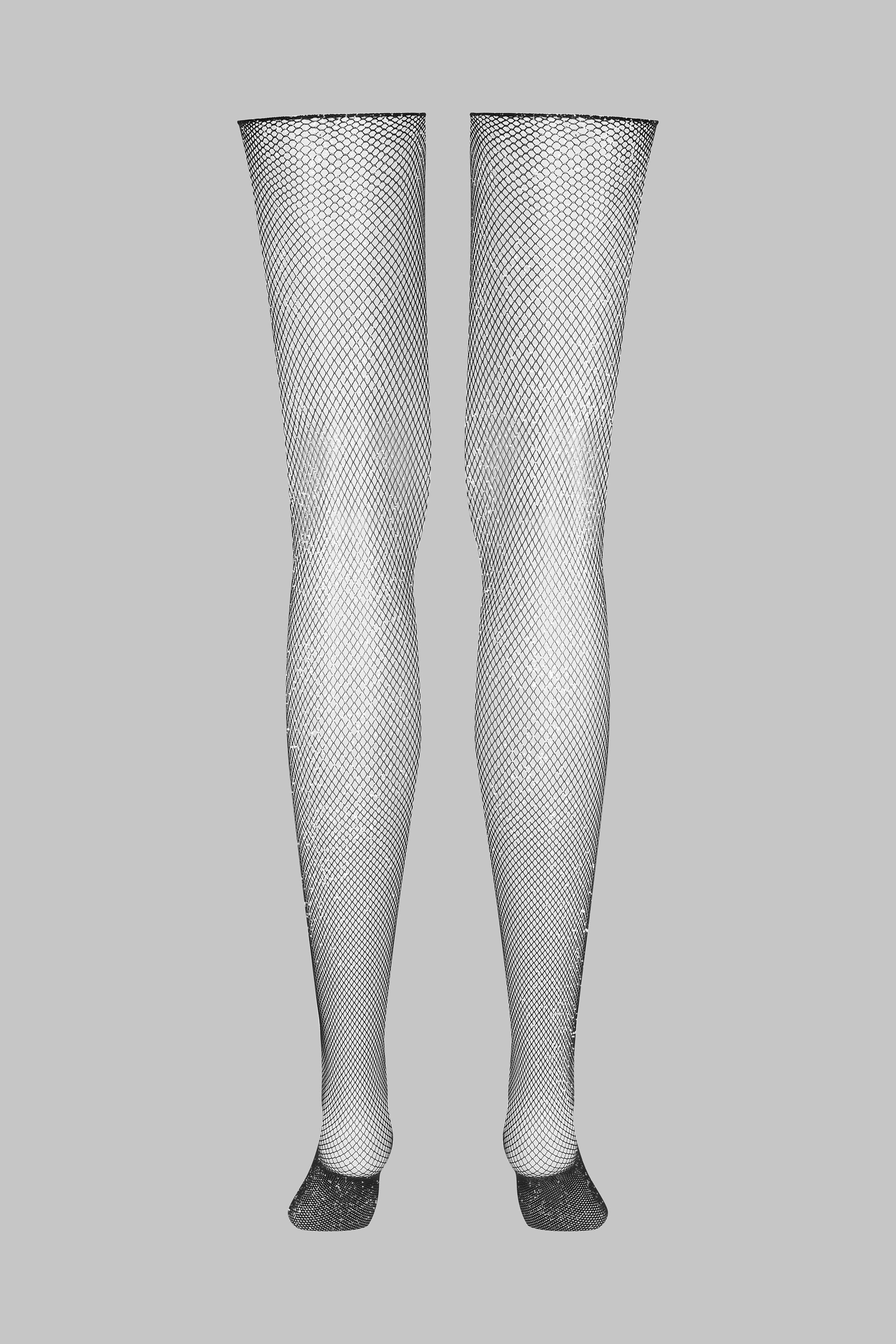 Lurex fishnet cut and curled stockings - LEGWEAR