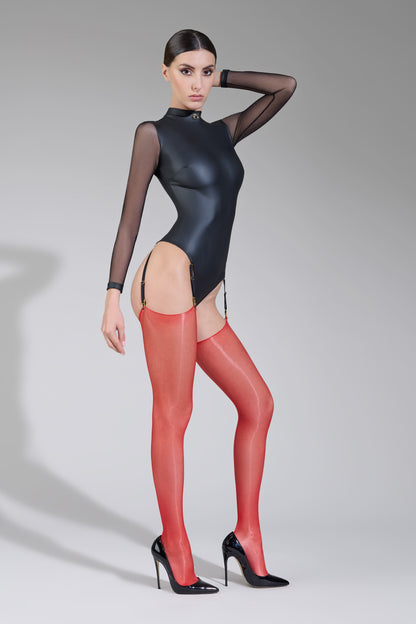 Glossy cut and curl stockings - 10D - LEGWEAR