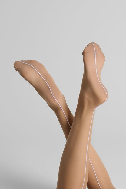 Cut and curled back seamed stockings - 20D  - LEGWEAR