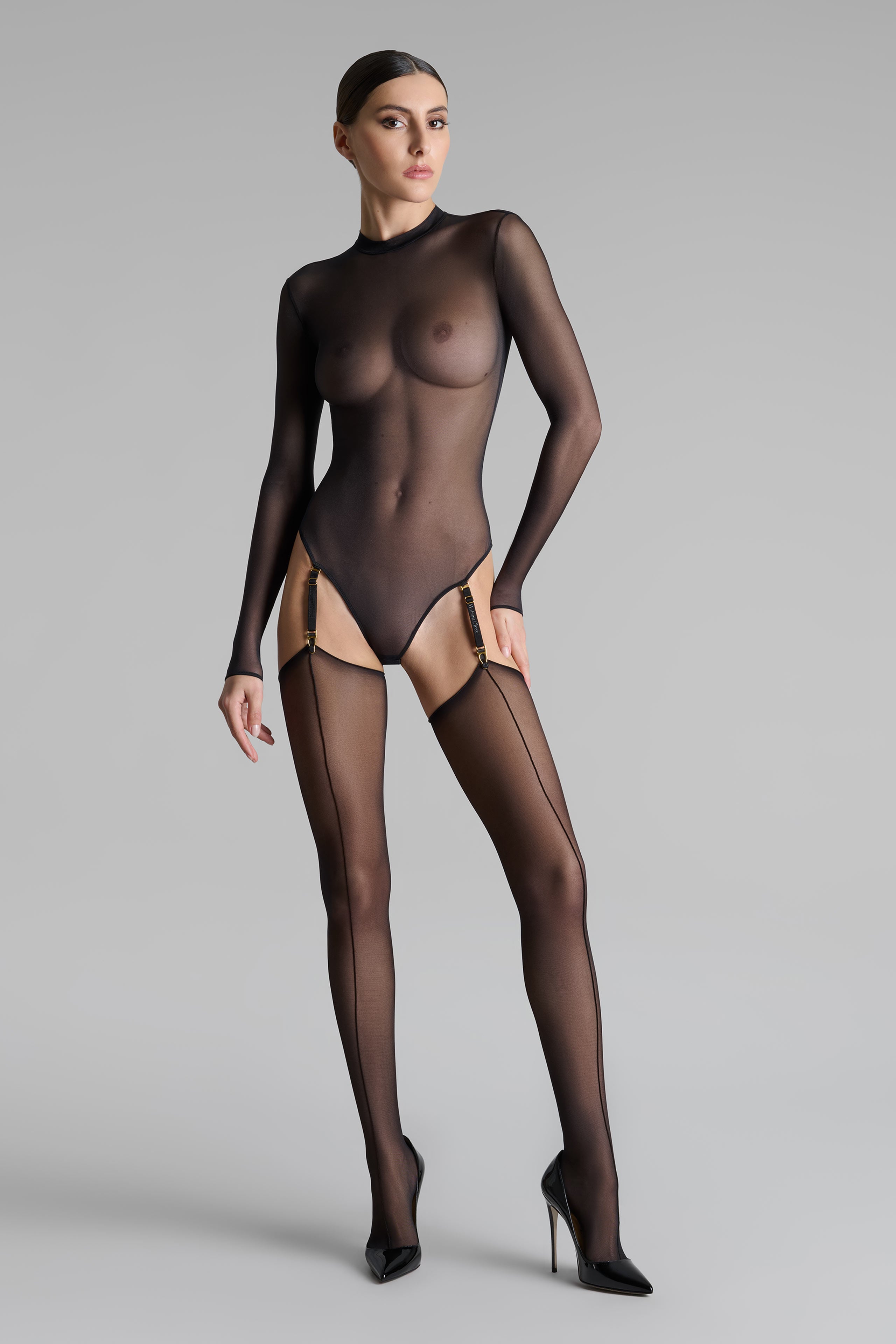 Cut and curled double seamed stockings - 20D - Les Coquetteries