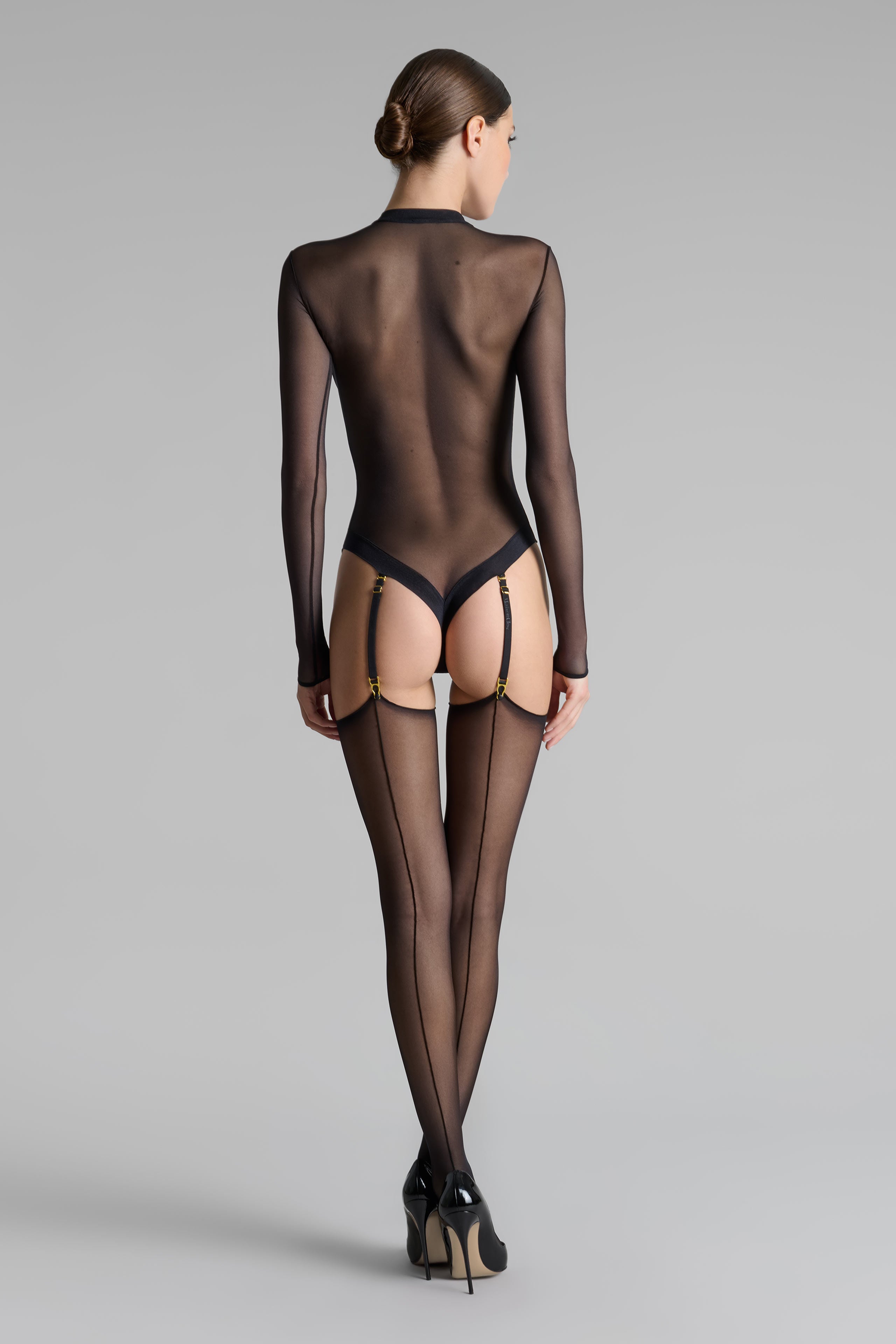 Cut and curled double seamed stockings - 20D - Les Coquetteries