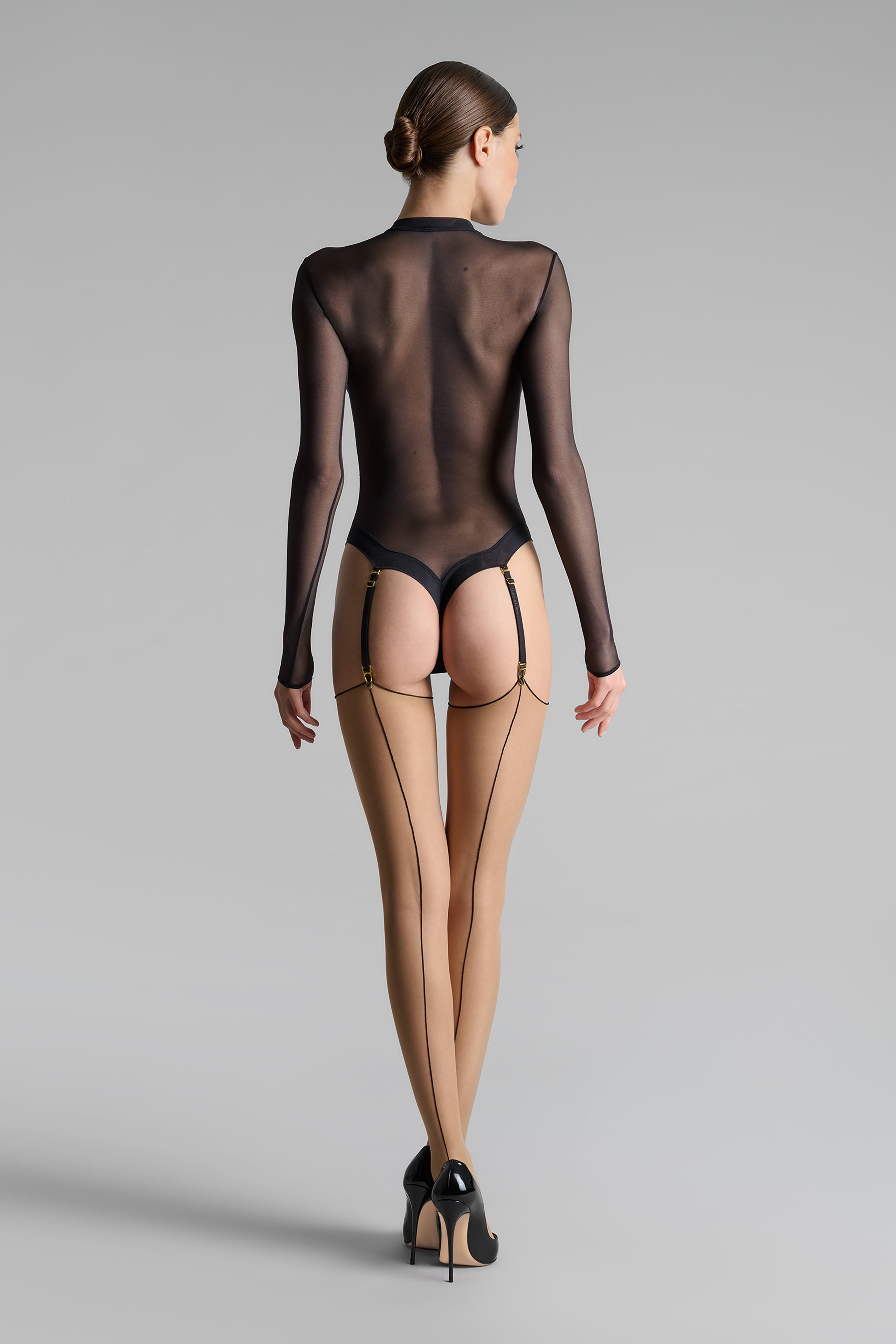 Cut and curled back seamed stockings - 20D - Les Coquetteries
