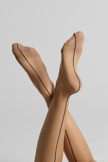 Cut and curled back seamed stockings - 20D - LEGWEAR