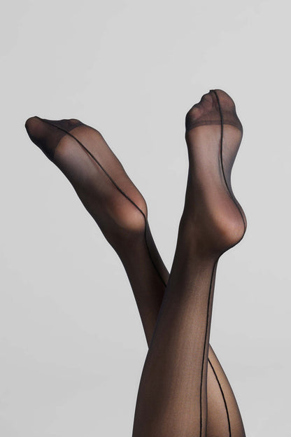 Cut and curled back seamed stockings - 20D - LEGWEAR