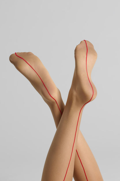 Cut and curled back seamed stockings - 20D - LEGWEAR