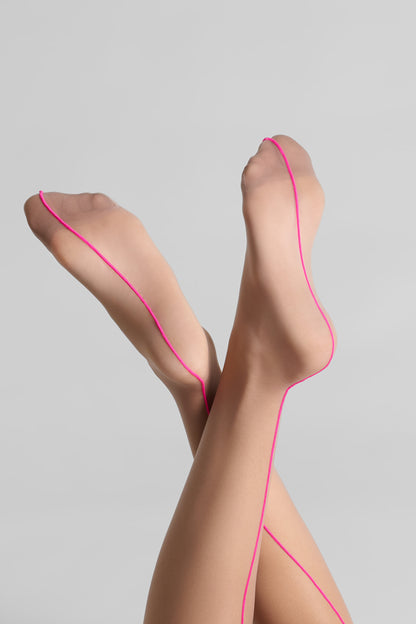 Cut and curled neon seamed stockings - 20D - LEGWEAR