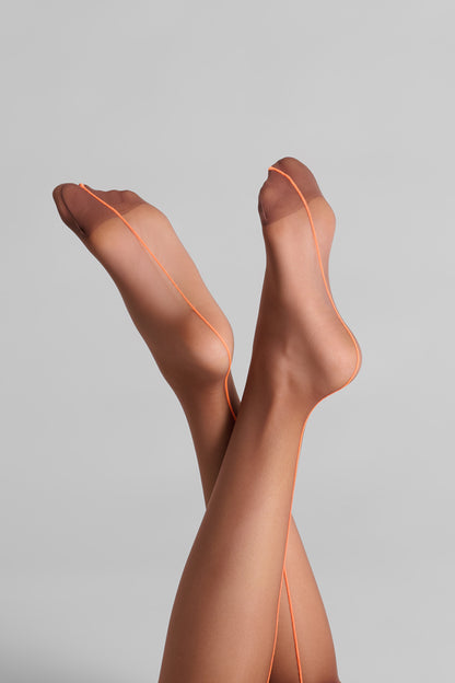 Cut and curled neon seamed stockings - 20D - LEGWEAR