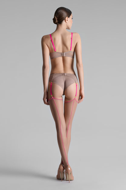 Cut and curled neon seamed stockings - 20D - LEGWEAR