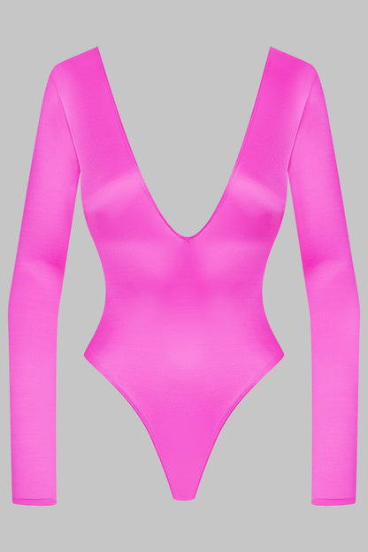 Open back long sleeve thong bodysuit - French Kiss