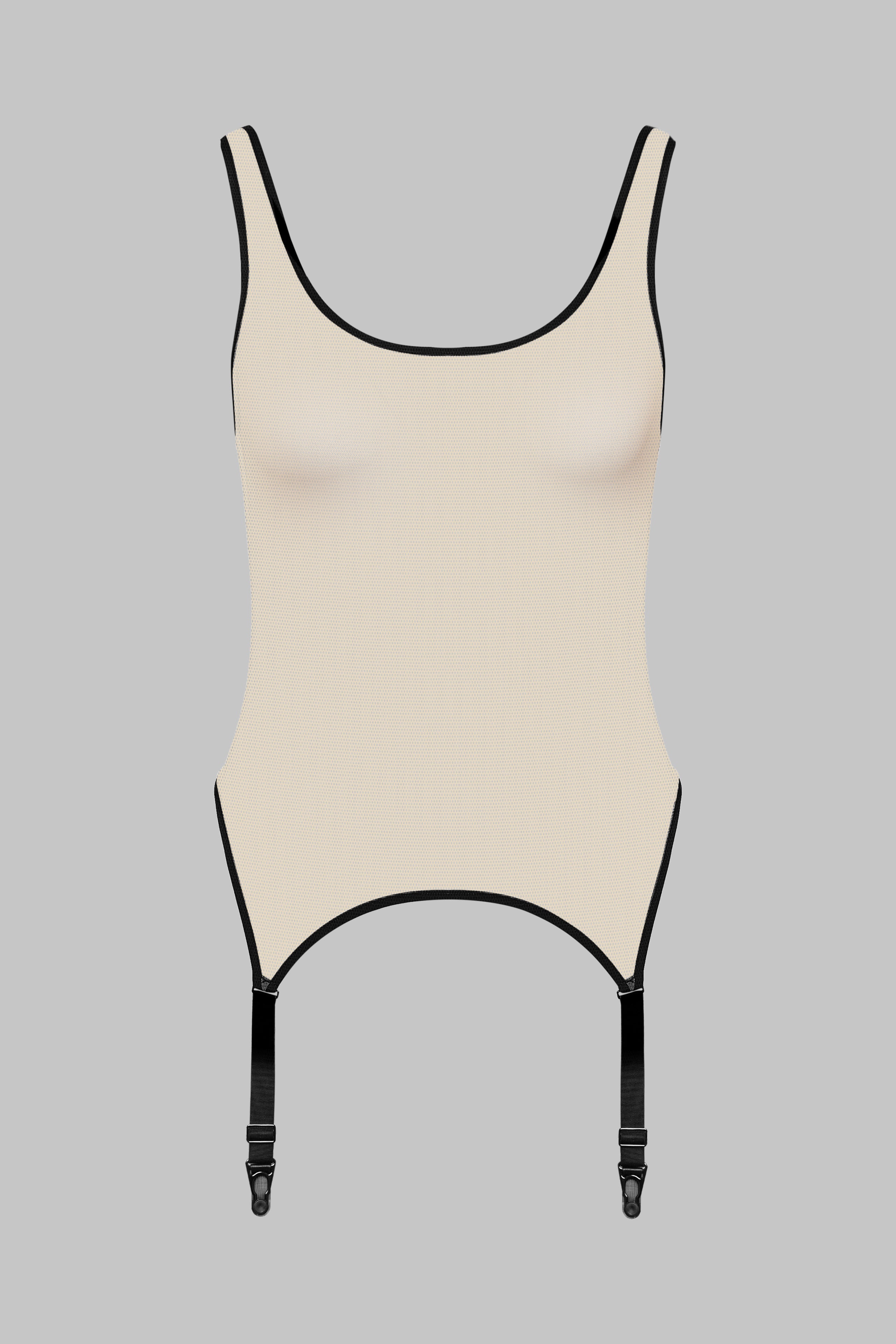 Strappy Bodysuit with Garters - Pure Tentation