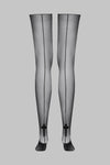 Cut and curled back seamed stockings with cross 20D - Les Coquetteries
