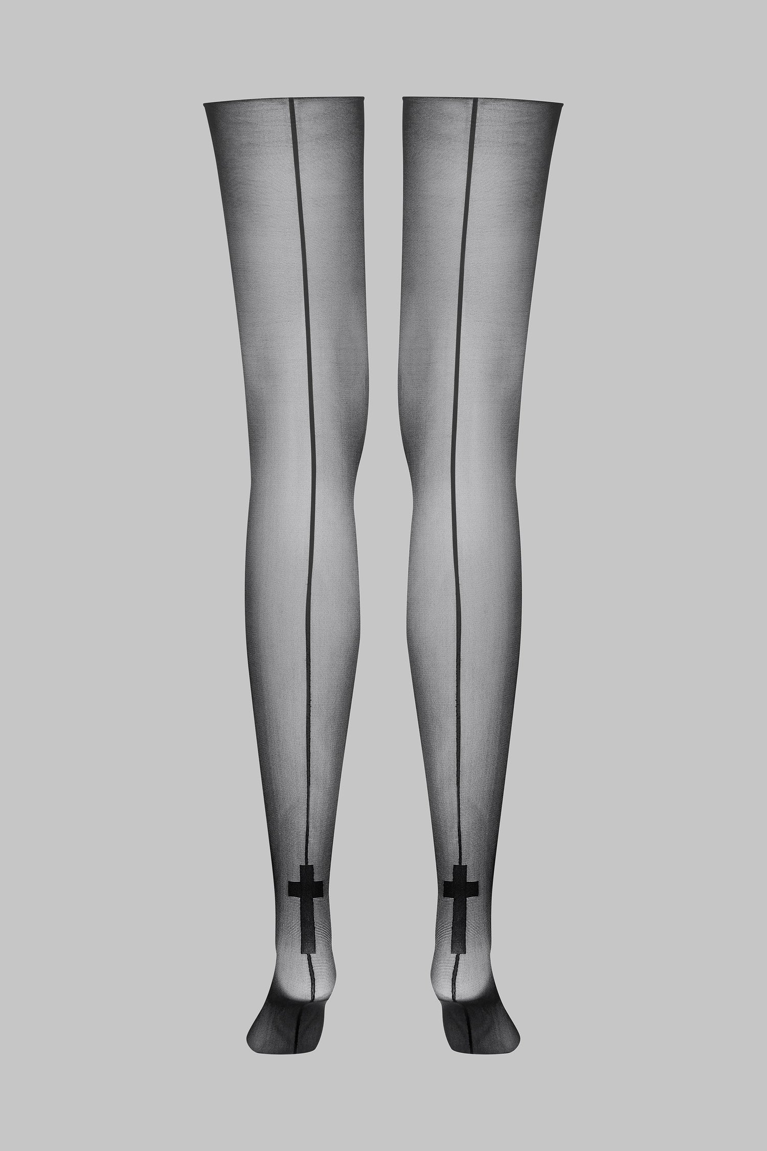 Cut and curled back seamed stockings with cross 20D - LEGWEAR