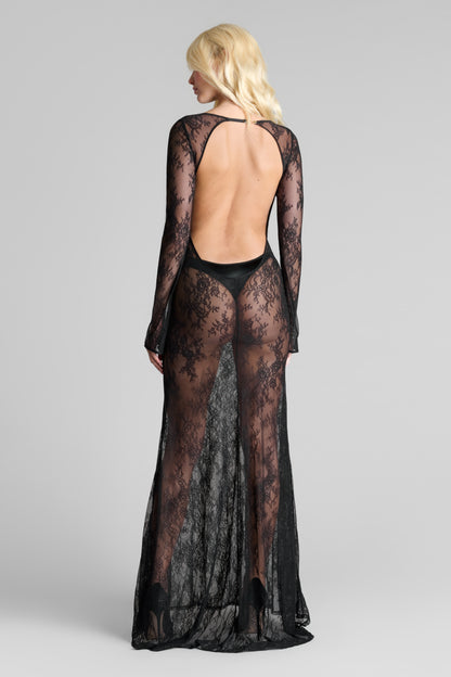 030 - Long lace backless dress - Le Vestiaire