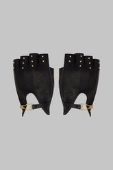 Studded leather mittens 