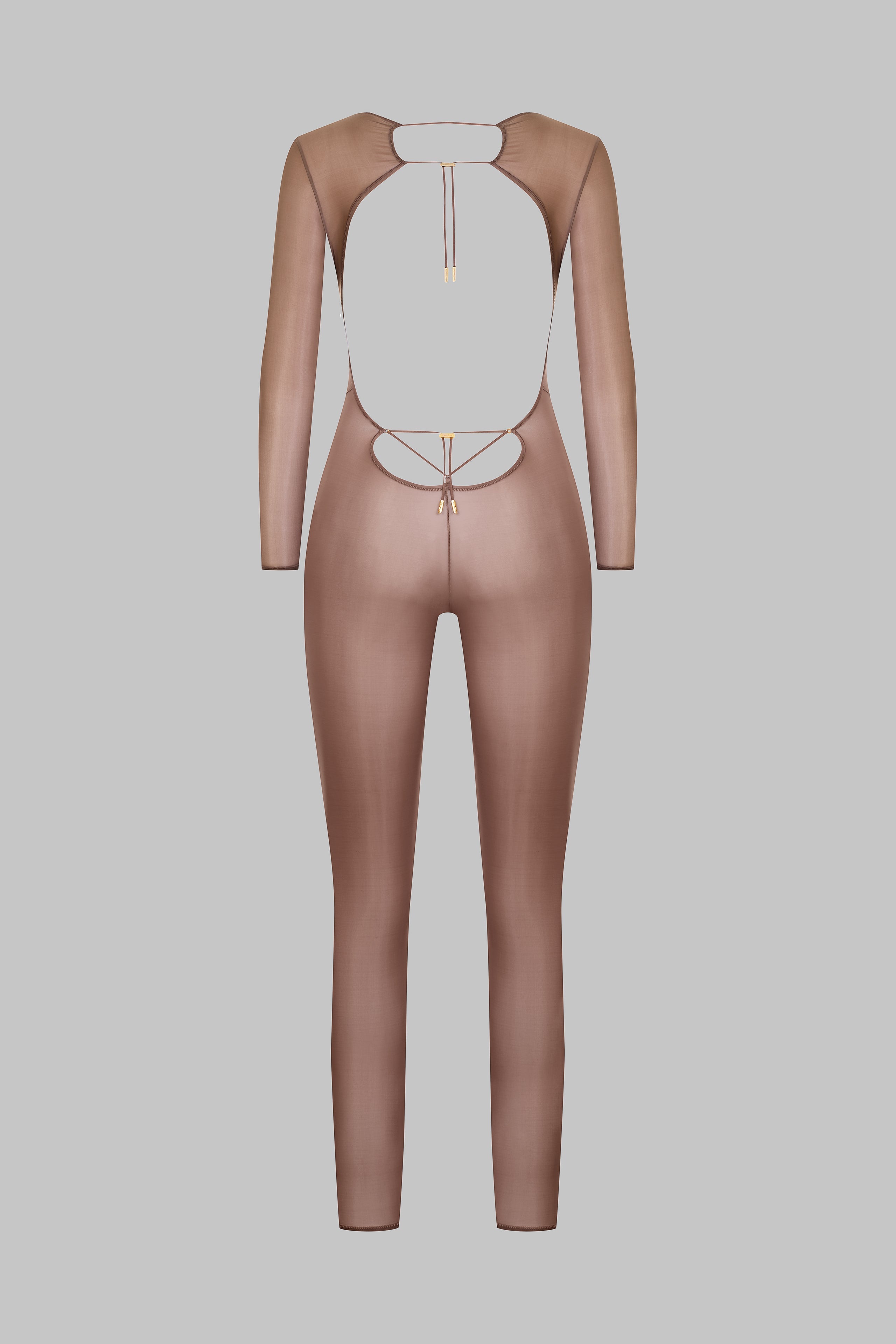 Open Back Long Sleeve Catsuit - French Kiss Light