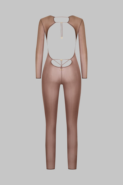 Open Back Long Sleeve Catsuit - French Kiss Light