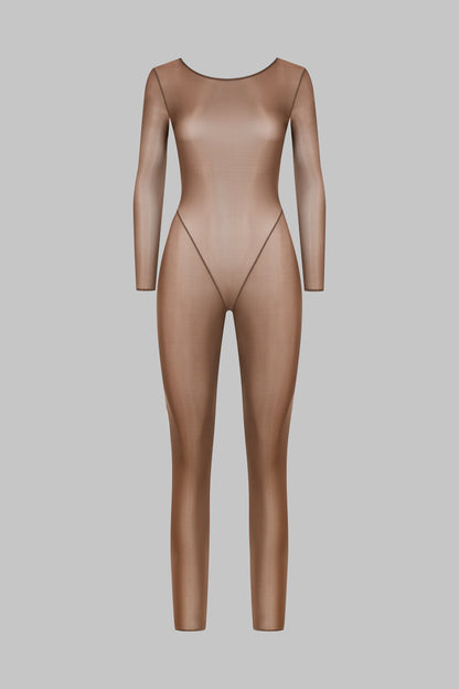 Open Back Long Sleeve Catsuit - French Kiss Light