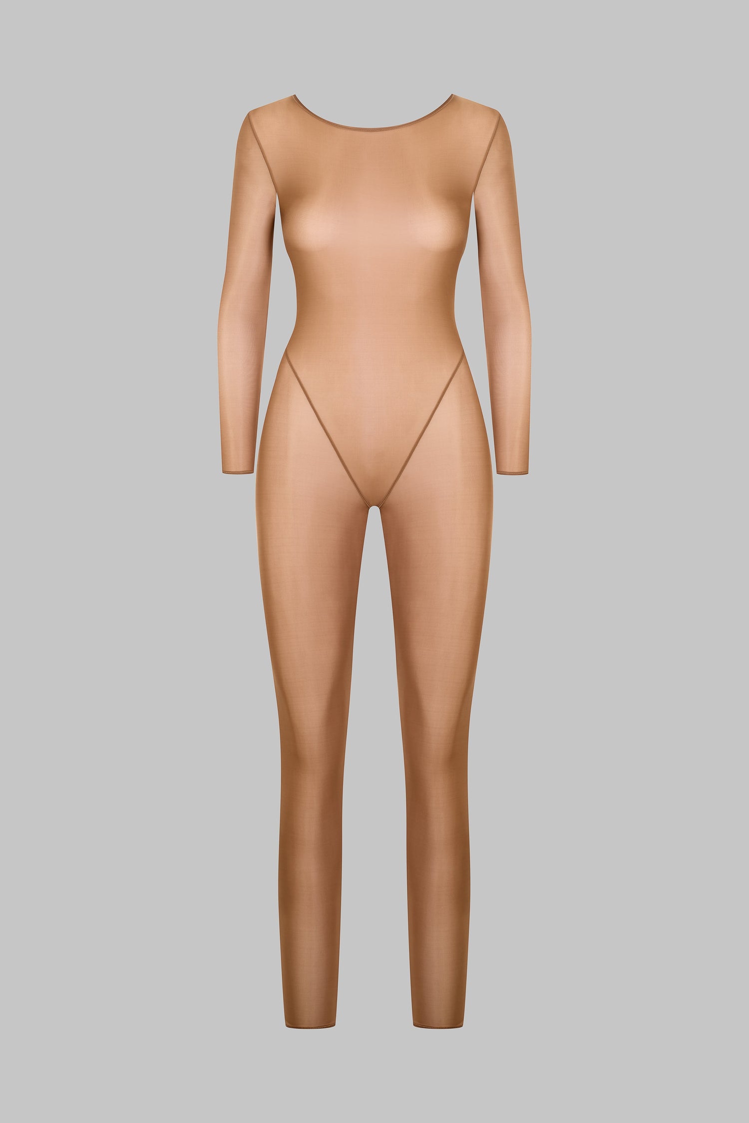 Open Back Long Sleeve Catsuit - French Kiss Light