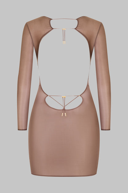 Short Open Back Long Sleeve Dress - French Kiss Light