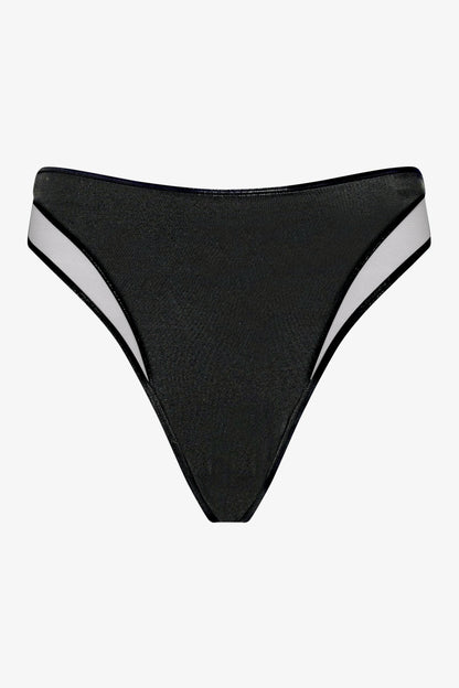High-waisted tanga bikini bottom - Minuit