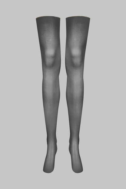 Cut and curled lurex back seamed stockings 20D - Black/Gold - LEGWEAR