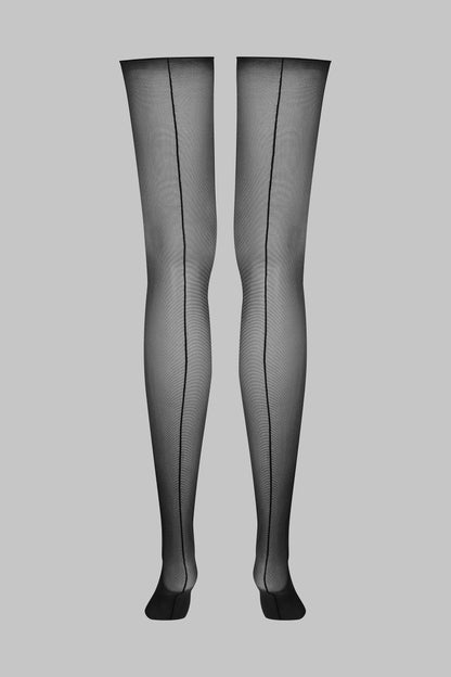 Cut and curled back seamed stockings - 20D - LEGWEAR