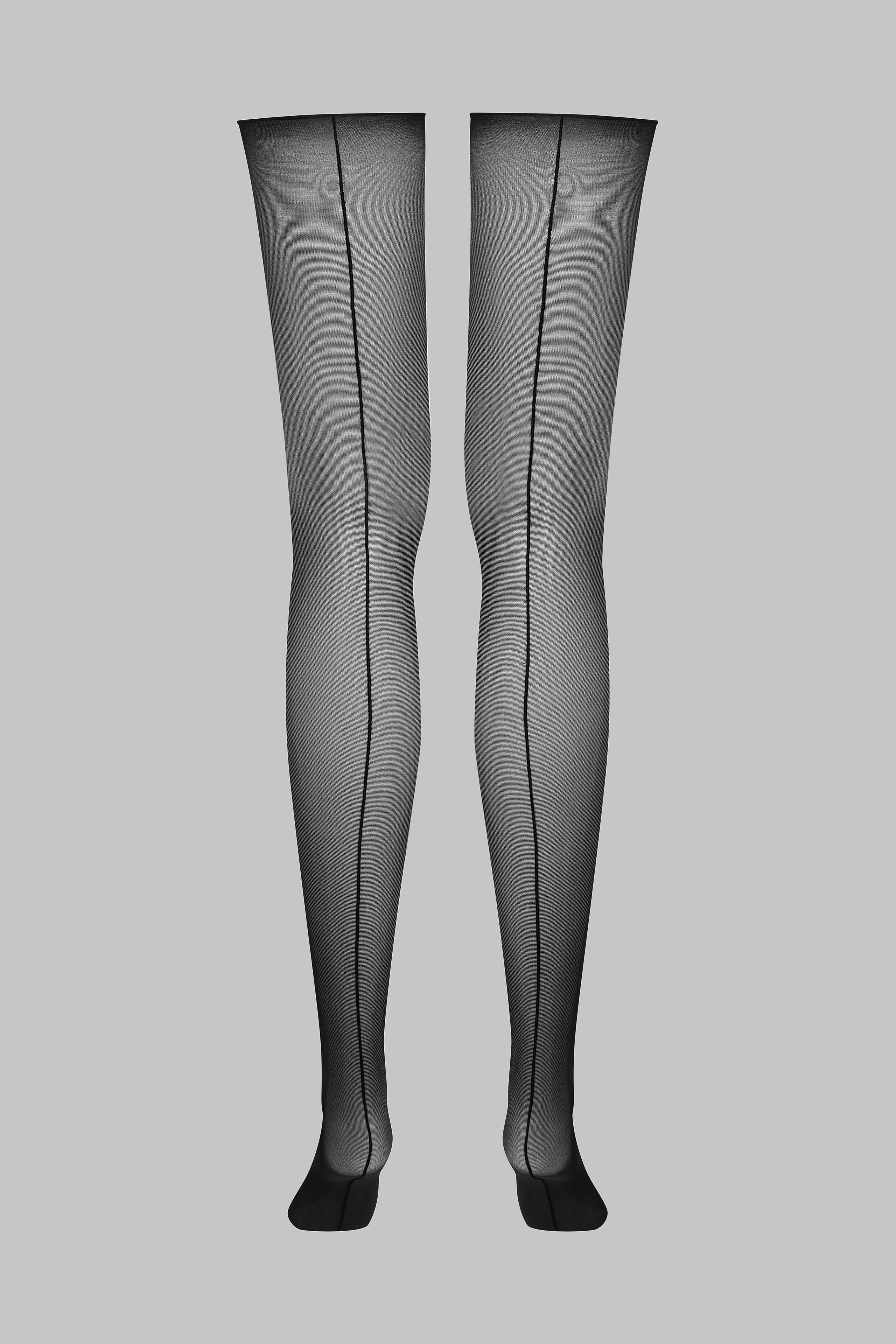 Cut and curled back seamed stockings - 20D
