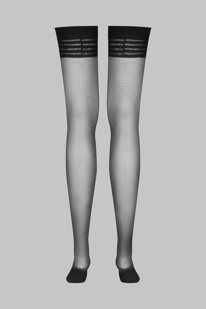 Striped garter stockings - 20D - LEGWEAR