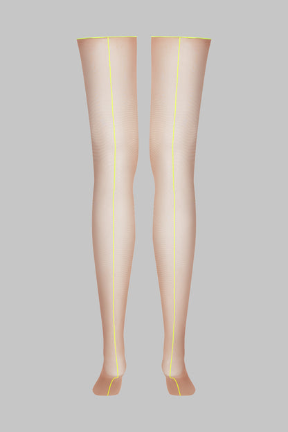Cut and curled neon seamed stockings - 20D - LEGWEAR