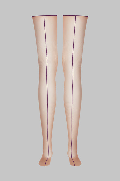 Cut and curled back seamed stockings - 20D - LEGWEAR