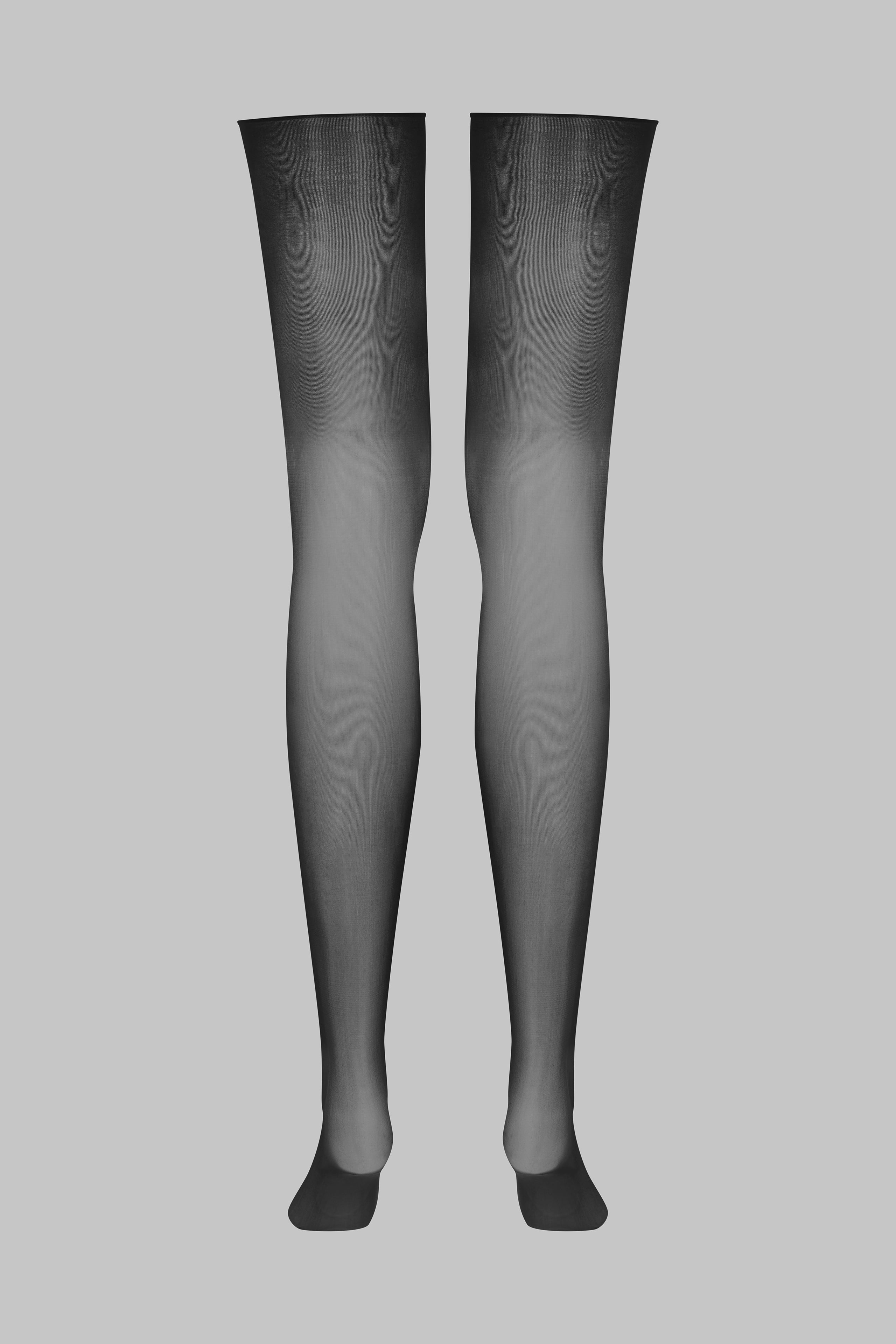 Glossy cut and curled stockings 20D - Black - Les Coquetteries