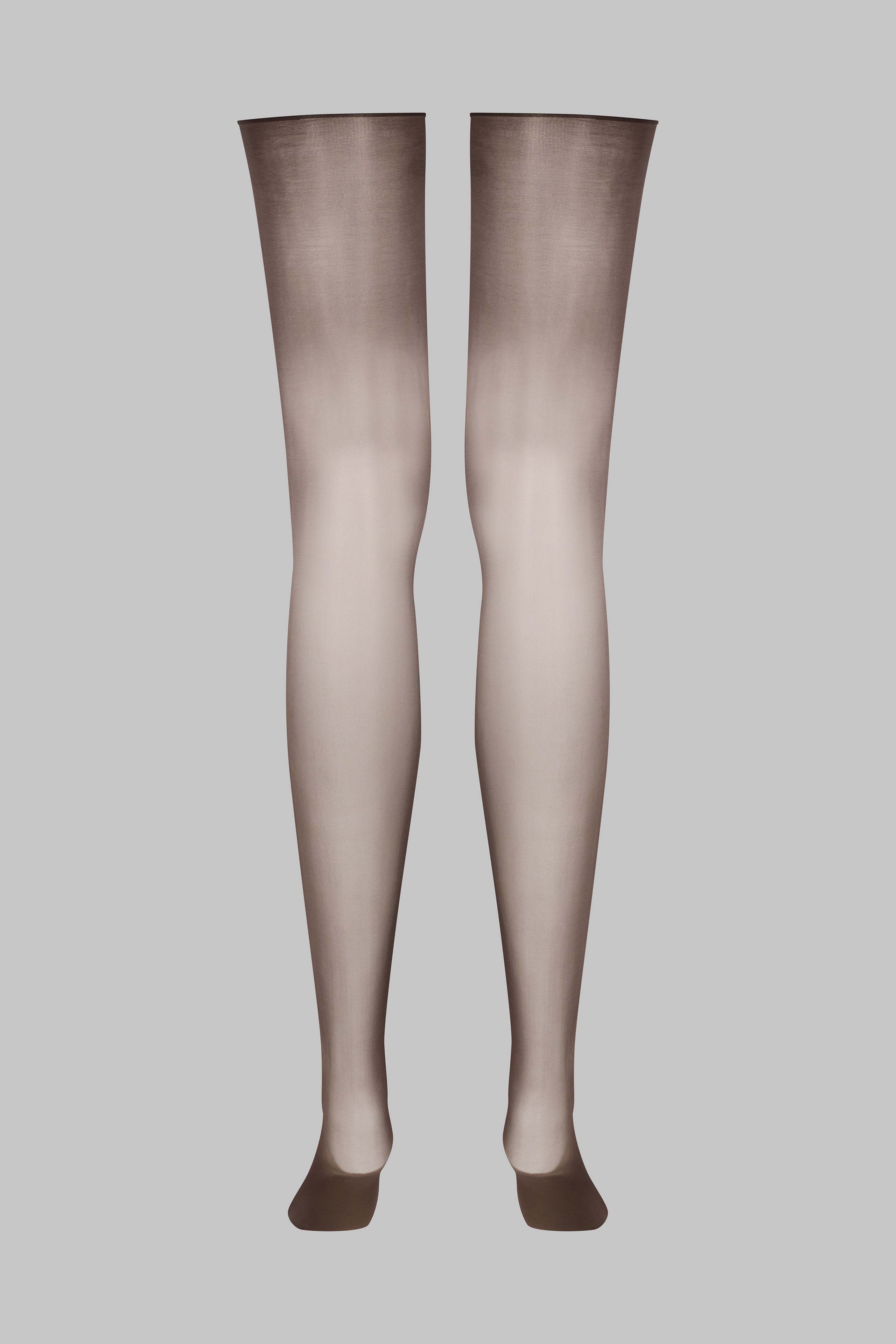 Glossy cut and curled stockings 20D - Brown - Les Coquetteries