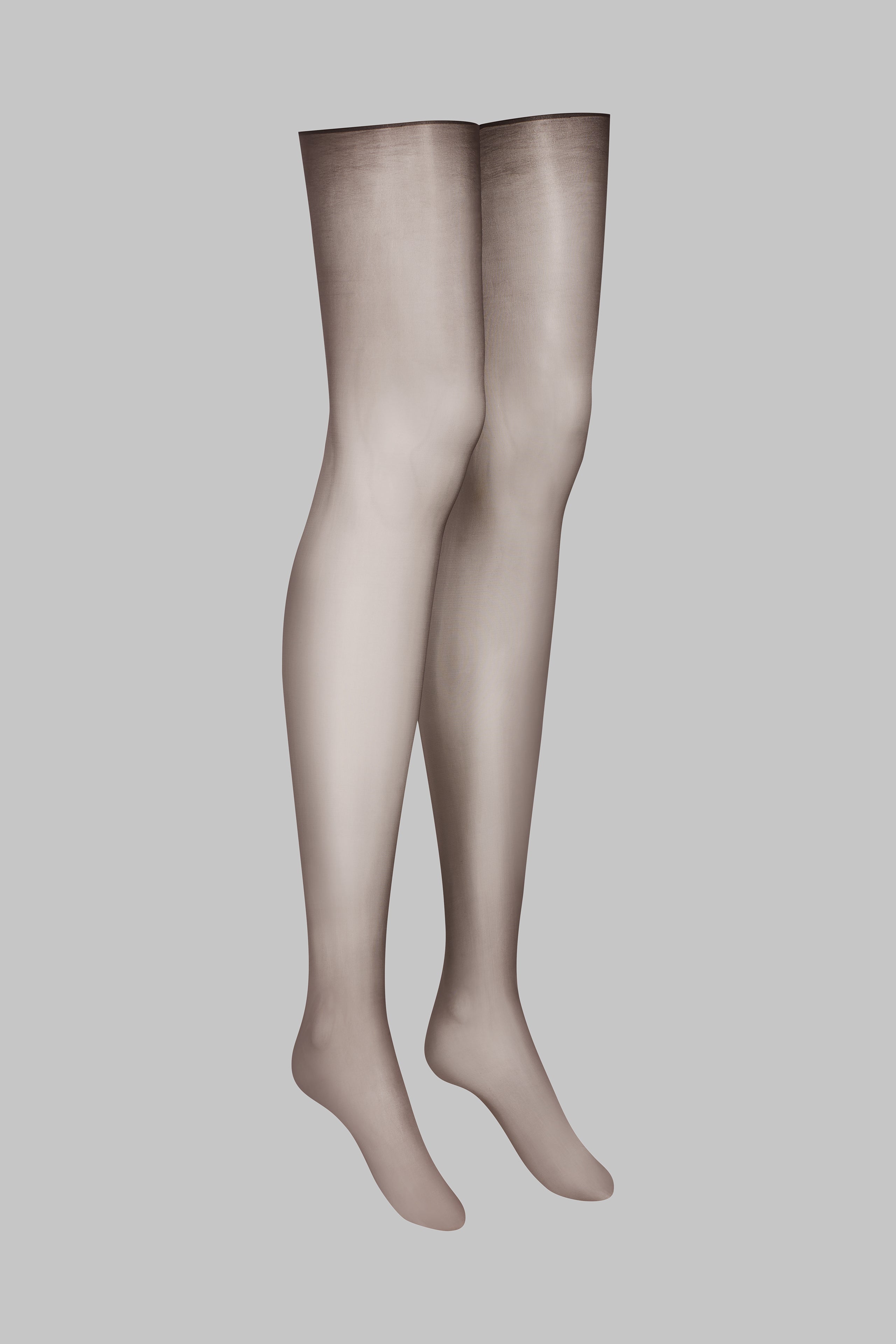 Glossy cut and curled stockings 20D - Brown - Les Coquetteries