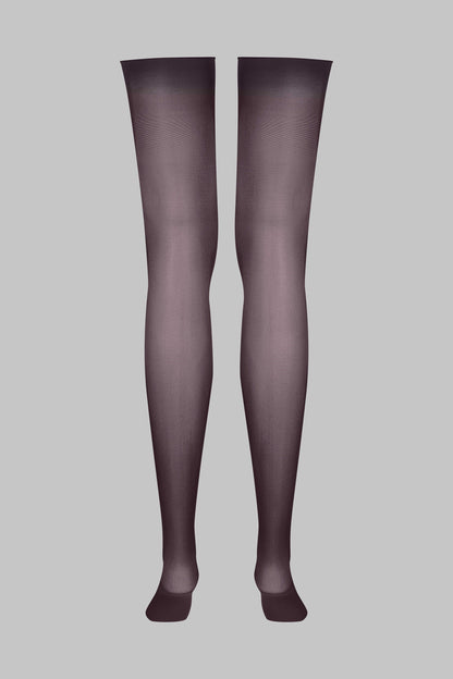 Cut and Curled Stockings 40D - Brown - LEGWEAR