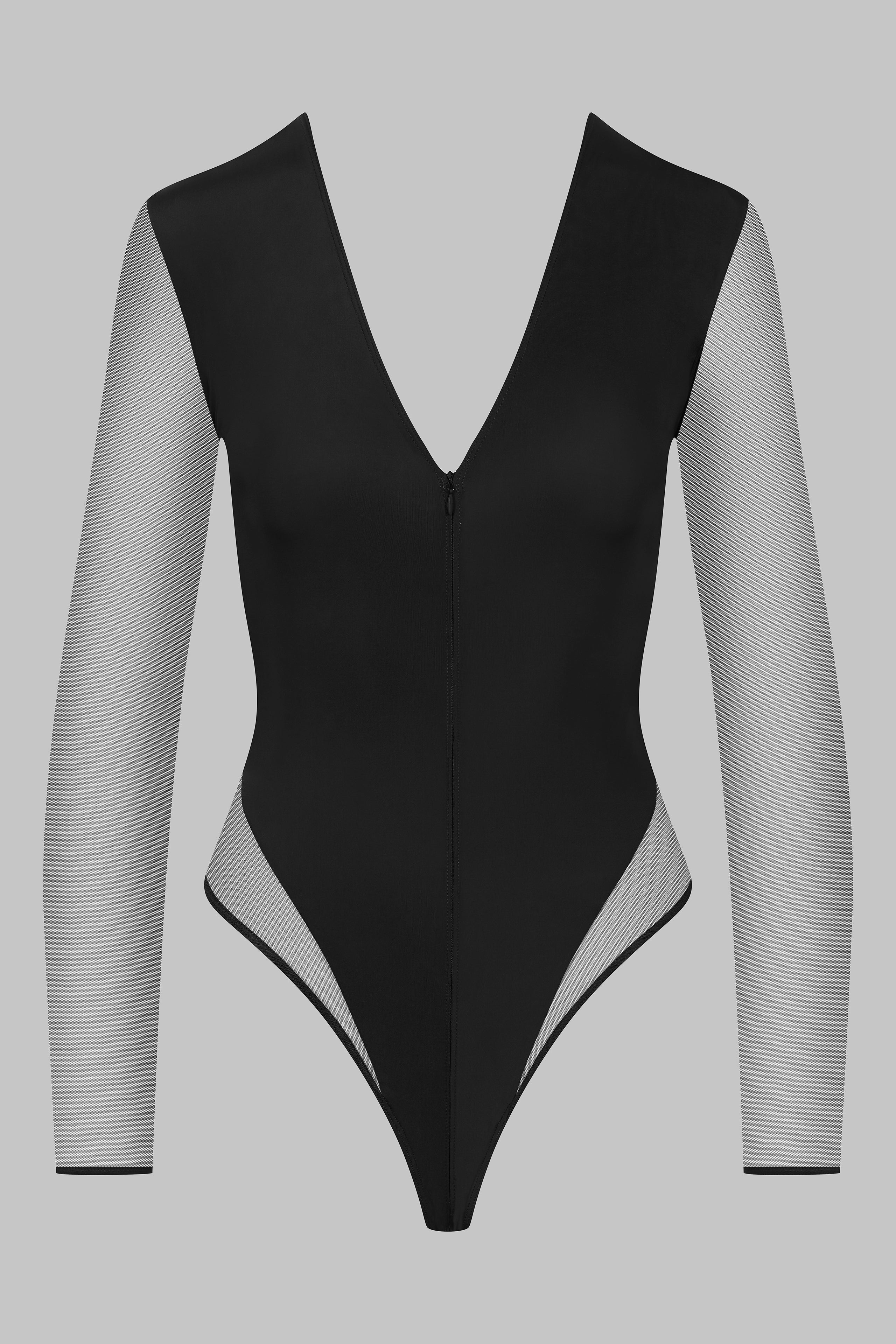 Women Bodysuit Leotard Long Sleeve Thong Lingerie Black Bodie