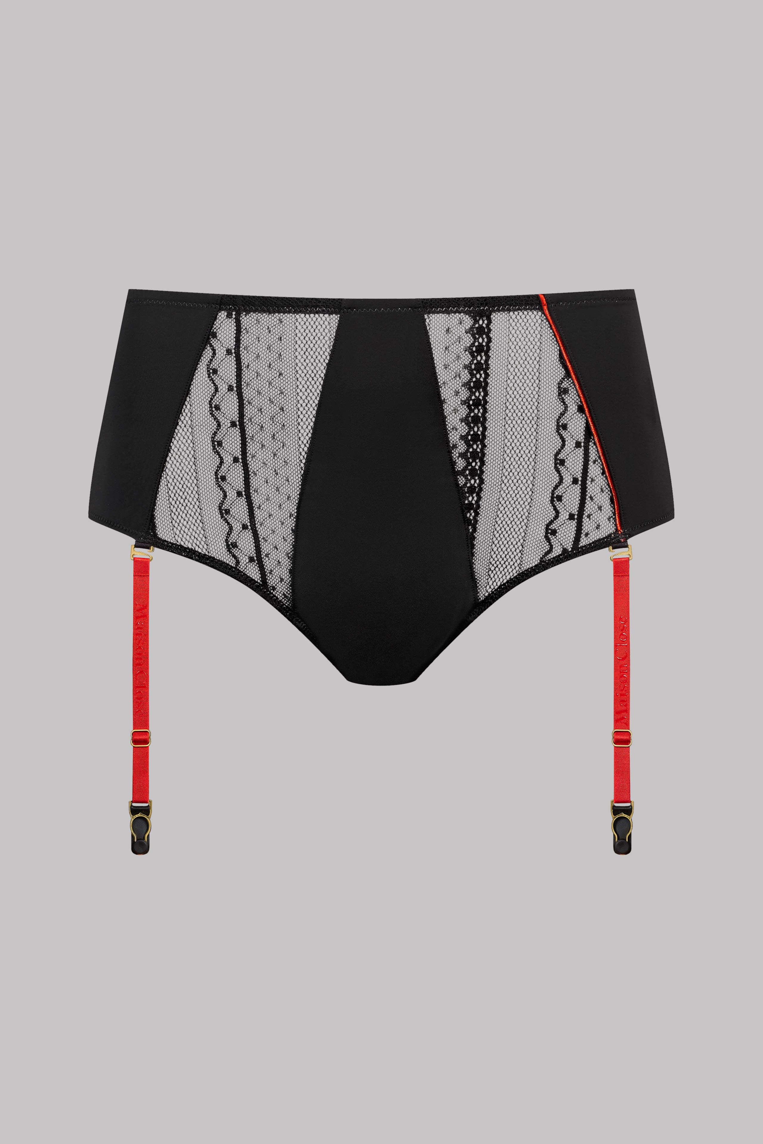 Open High-Waist Garter Panty - Sacré Cœur - Black