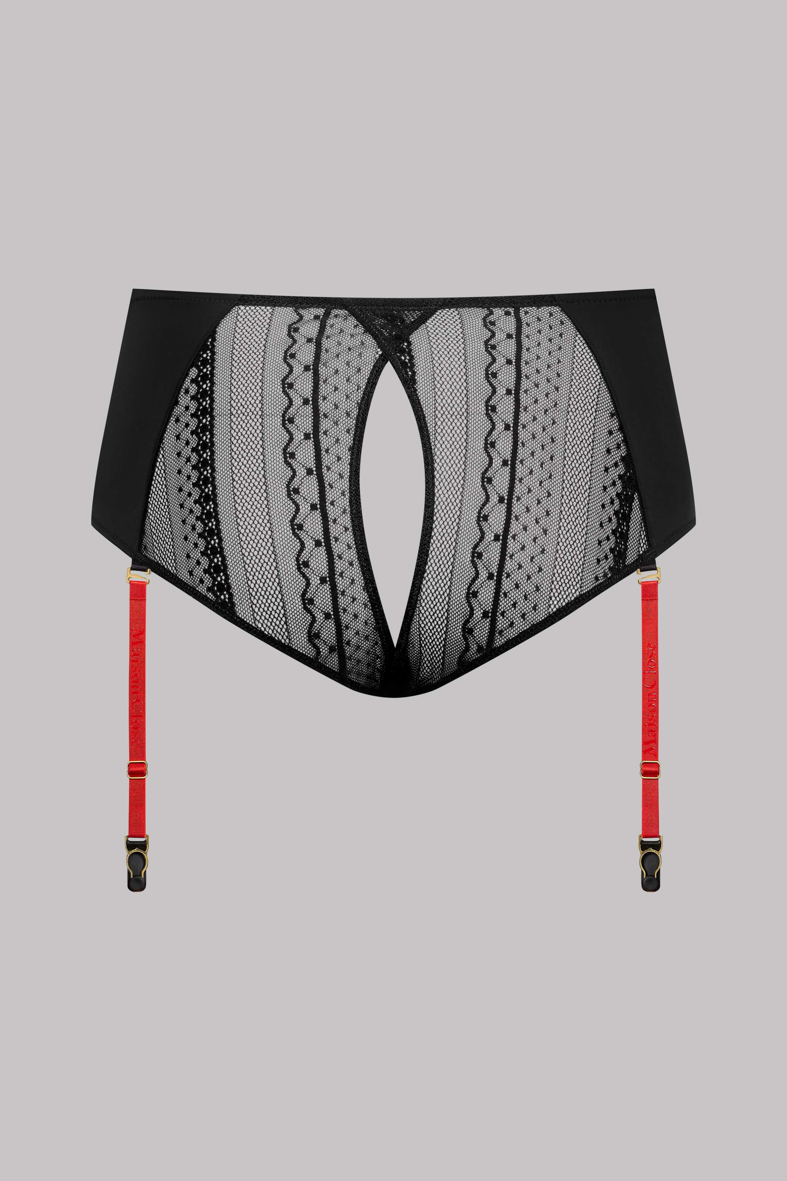 Open High-Waist Garter Panty - Sacré Cœur - Black