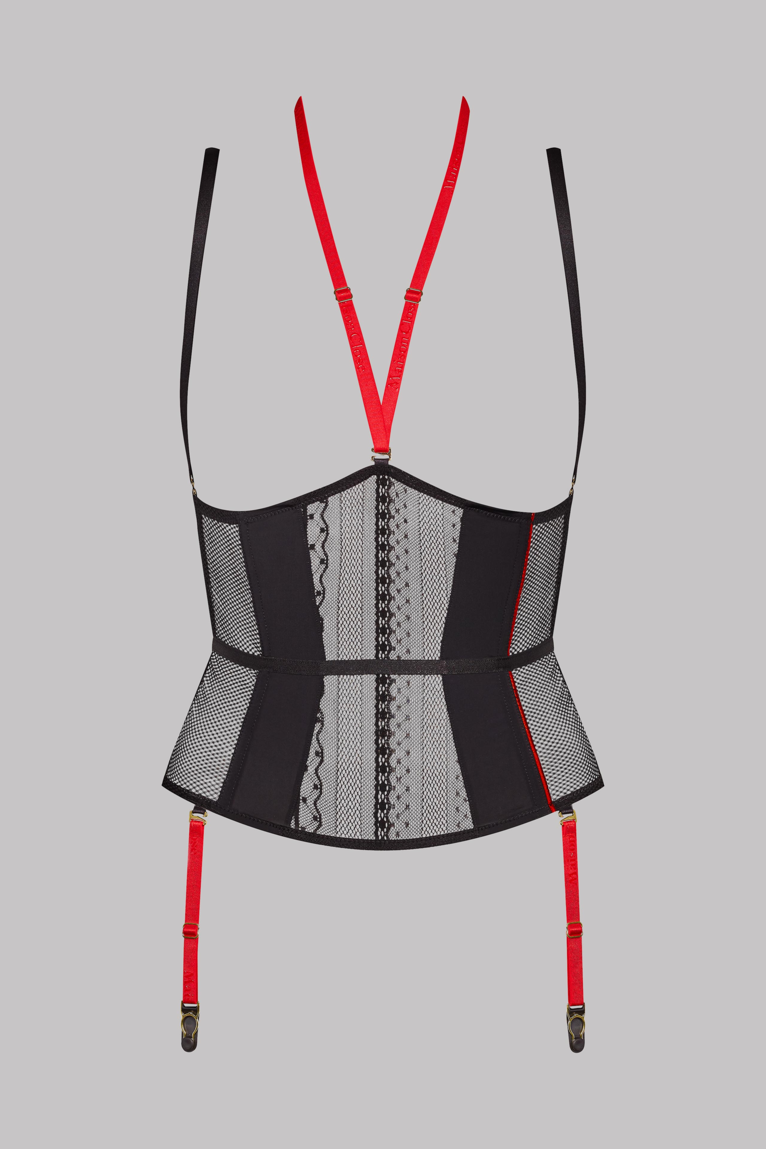 Waist cincher with harness & suspenders - Sacré Cœur - Black